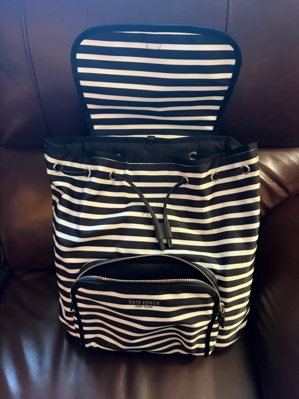 kate spade Black and White Striped Backpack - Picture 6 of 7